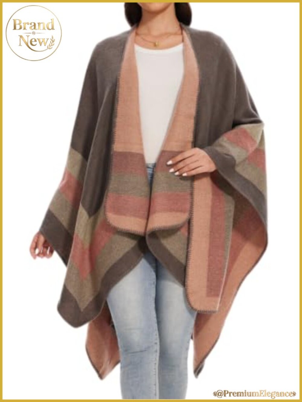 Knitted Cape Open Front Poncho Scarf Wrap Blanket Cardigan Coat
